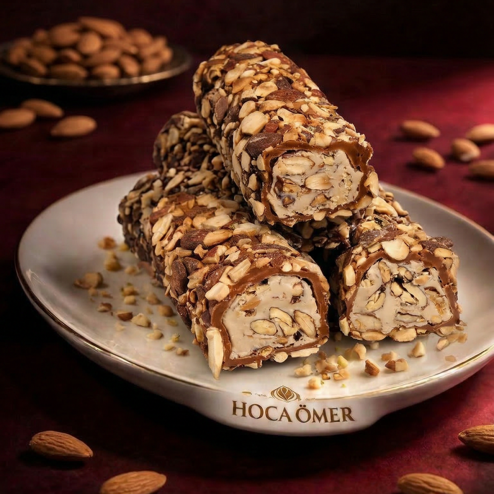 Parça Bademli Karameli Kremalı Sarma Lokum (250 Gr)